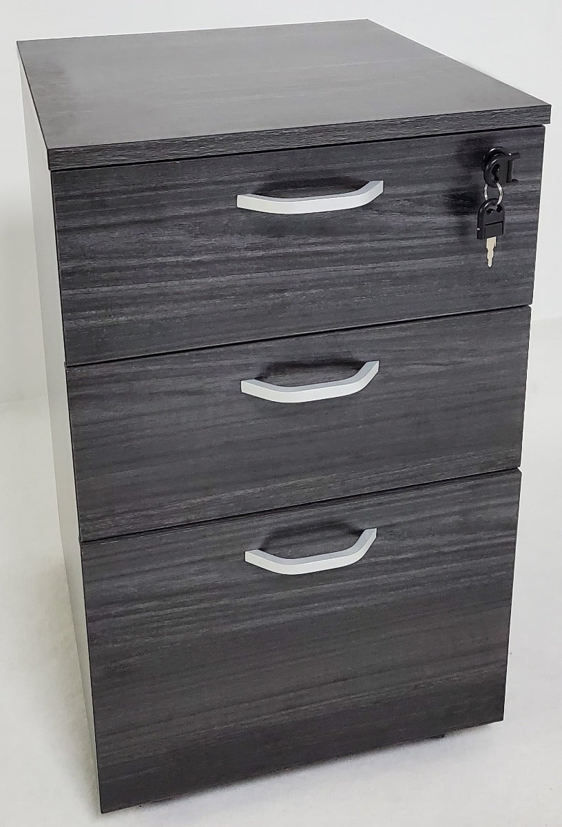 Modern Grey Oak Three Drawer Pedestal with Lock - LX-S0604